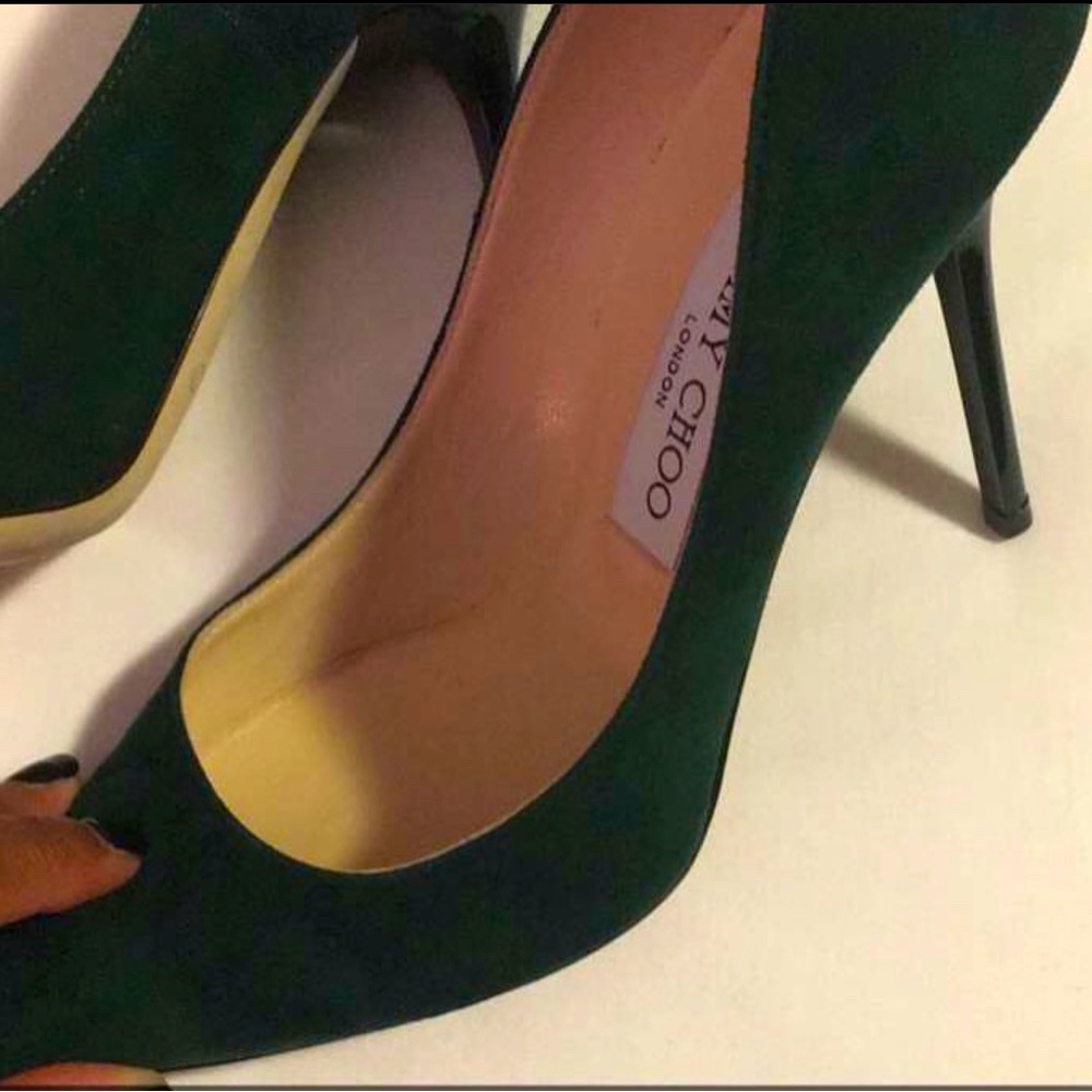 Jimmy Choo Romy Pump Suede Leather Hunter Green 85 mm